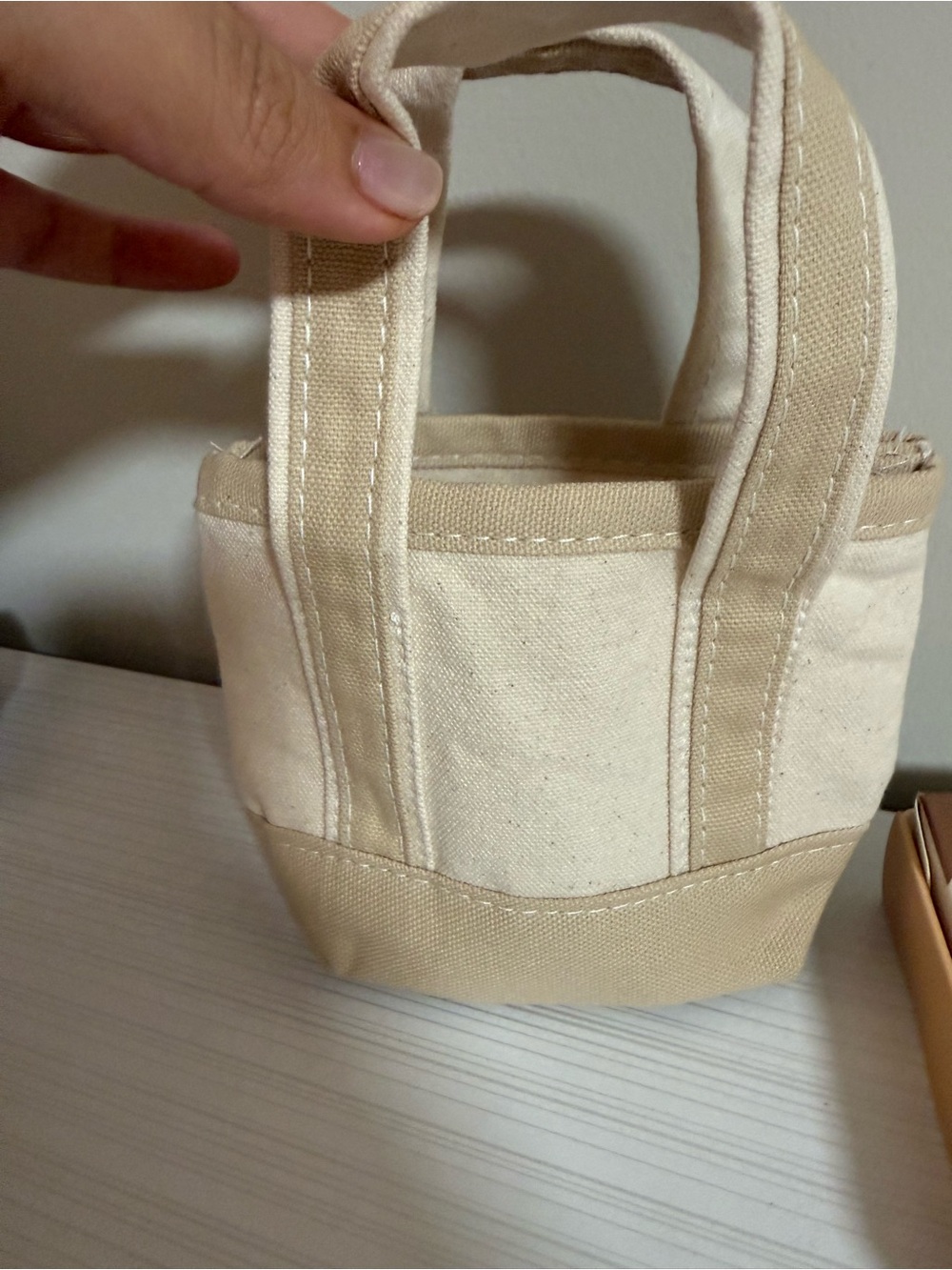 Urban Outfitters Cream and Tan Mini Canvas Tote